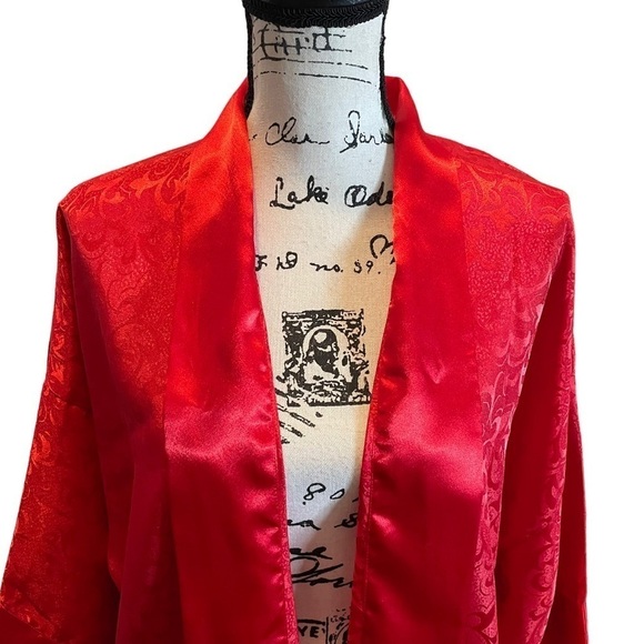 Victorias Secret Satin Robe Kimono Ruby Red Size Large XLarge OSFA Vintage - Picture 2 of 10